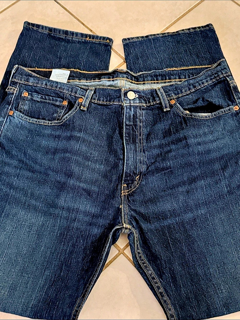 Levi's 505 Men's Dark Blue Denim Jeans Waiist 38 Inseam 32